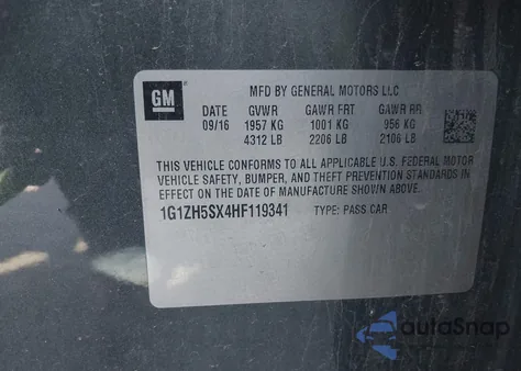 2017 Chevrolet Malibu Premier from USA, damaged, VIN 1G1ZH5SX4HF119341